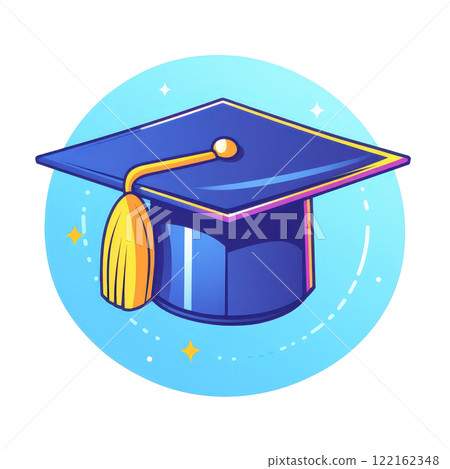 Minimalist Graduation Cap Icon with Tassel Detail Representing Academic Achievement and Success 122162348