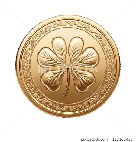 Minimalist Golden Coin with Clean Bold Outline and Floral Motif 122162436