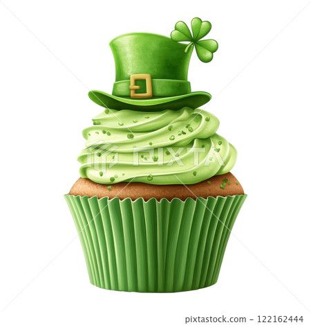 Festive Green Cupcake with Leprechaun Hat Topping for St Patrick s Day Festive Green Cupcake with Leprechaun Hat Topping for St Patrick s Day 122162444