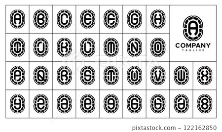 Abstract capsule monogram A-Z letter logo set Abstract capsule monogram A-Z letter logo set 122162850