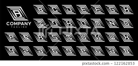 Abstract parallelogram initial A-Z letter logo set Abstract parallelogram initial A-Z letter logo set 122162853