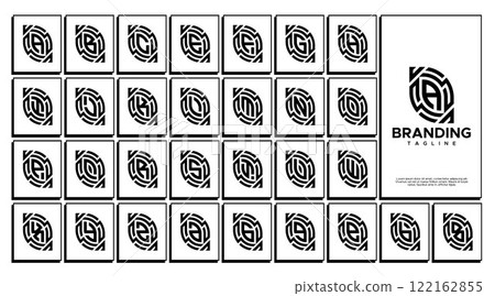 Stripe line abstract A-Z monogram letter logo set Stripe line abstract A-Z monogram letter logo set 122162855