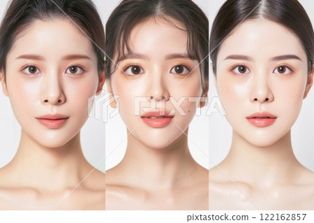 A beauty advertisement-style photo of three beautiful Japanese models (cosmetic surgery, minor cosmetic surgery, beautiful skin) 122162857