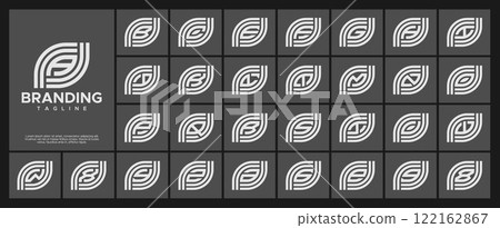 Modern line leaf initial letter A to Z logo bundle Modern line leaf initial letter A to Z logo bundle 122162867