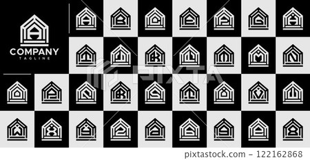 Line home building initial letter A-Z logo set Line home building initial letter A-Z logo set 122162868