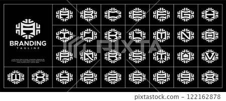 Technology hexagon initial letter A-Z logo set Technology hexagon initial letter A-Z logo set 122162878