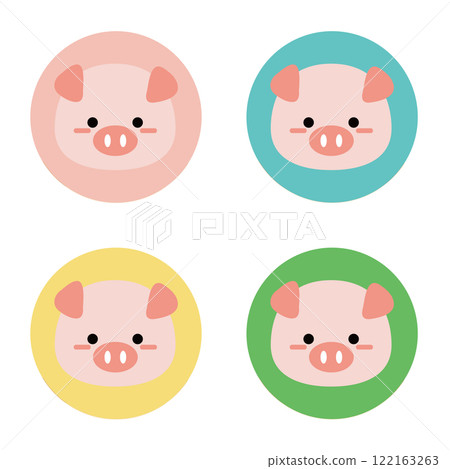Cute pig face icon set 122163263