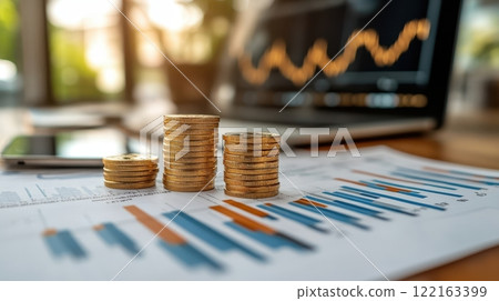 Financial Data Analysis with Gold Bars and Charts Setup for Portfolio Monitoring 122163399