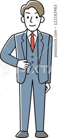 A young man wearing a three-piece suit 122163463