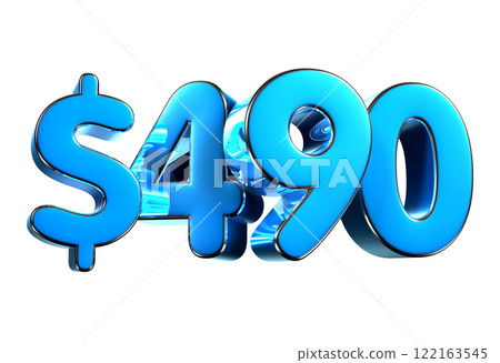 490 dollers blue 3d illustration sign on white background. 490 dollers blue 3d illustration sign on white background. 122163545