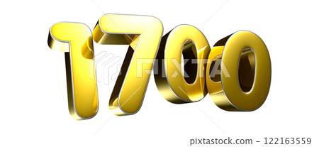 Golden number 1700 3D illustration 122163559