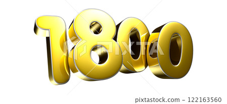 Golden number 1800 3D illustration 122163560