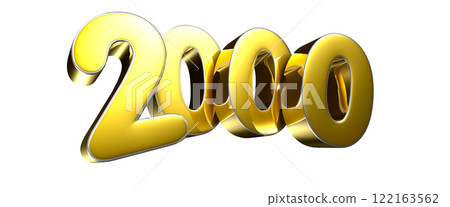 Golden number 2000 3D illustration. Golden number 2000 3D illustration. 122163562