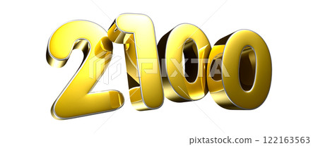Golden number 2100 3D illustration Golden number 2100 3D illustration 122163563