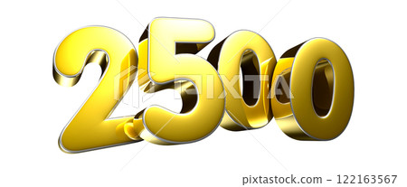 Golden number 2500 3D illustration 122163567