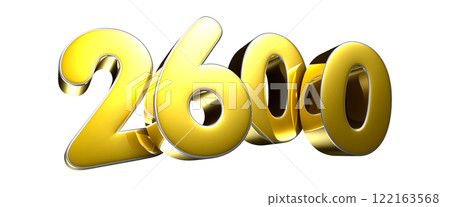 Golden number 2600 3D illustration Golden number 2600 3D illustration 122163568