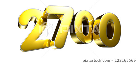 Golden number 2700 3D illustration Golden number 2700 3D illustration 122163569