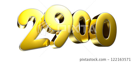 Golden number 2900 3D illustration 122163571