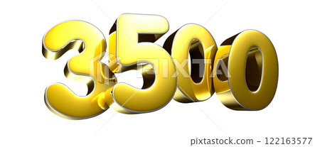 Golden number 3500 3D illustration 122163577