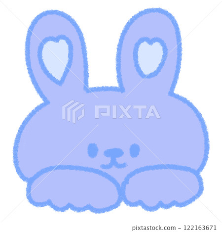 可愛的藍兔子露臉（透明） 122163671