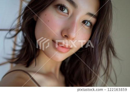 A bare-faced Japanese woman taking a selfie in her room (model, no makeup, bare skin) A bare-faced Japanese woman taking a selfie in her room (model, no makeup, bare skin) 122163859