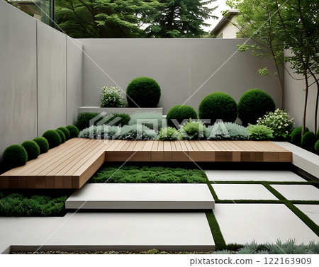 Modern Minimalist Garden. Modern Minimalist Garden. 122163909