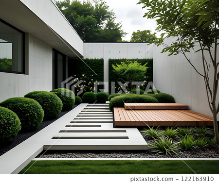 Modern Minimalist Garden. 122163910
