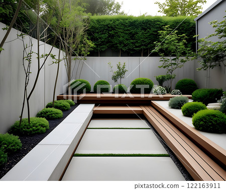 Modern Minimalist Garden. 122163911