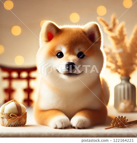 Golden Shiba Inu and Autumn Gifts 122164221