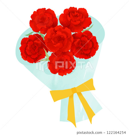 Watercolor style carnation bouquet line drawing illustration material 122164254