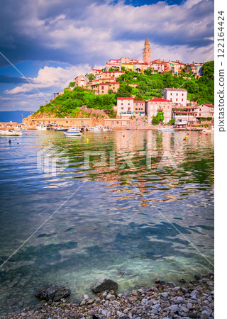 Vrbnik, Croatia. Beautiful Adriatic Sea landscape on Krk Island, Dalmatia. 122164424