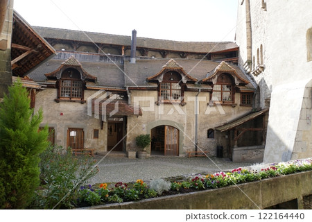 Chillon Castle courtyard, Montreux, Switzerland Chillon Castle courtyard, Montreux, Switzerland 122164440