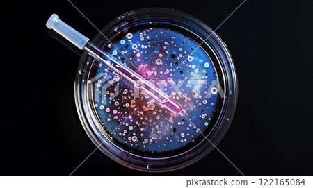 Galaxy style microbial culture in petri dish Galaxy style microbial culture in petri dish 122165084