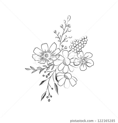 A lovely bouquet of line drawings 122165285