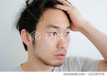 髮線頭髮稀疏的男性(AGA、雄性禿、年輕禿髮、M型禿髮、禿頭、生髮劑) 髮線頭髮稀疏的男性(AGA、雄性禿、年輕禿髮、M型禿髮、禿頭、生髮劑) 122165576