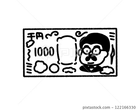簡單觸摸新1000日圓鈔票線條圖 122166330
