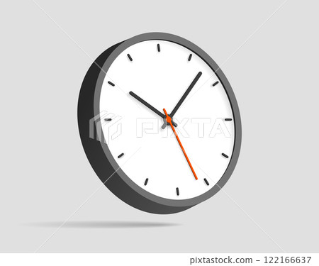 Clock icon in 3d flat style, timer on white background. Business watch. Vector design element for you project Clock icon in 3d flat style, timer on white background. Business watch. Vector design element for you project 122166637