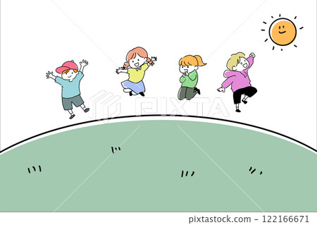 Jumping children with background 122166671
