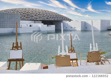 The exterior of the innovative Louvre Abu Dhabi museum 122166932