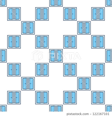 Clean and Simple Glass Window vector blue seamless pattern 122167101