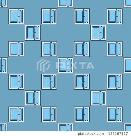 Minimalist Opened Window vector blue seamless pattern Minimalist Opened Window vector blue seamless pattern 122167117