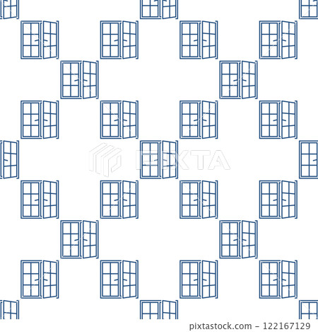 Opened Window vector thin line seamless pattern Opened Window vector thin line seamless pattern 122167129