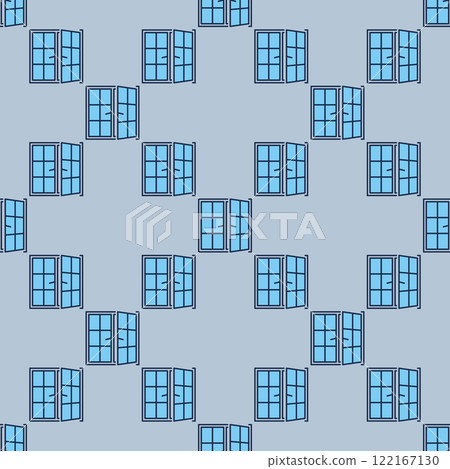 Opened Window vector blue modern seamless pattern Opened Window vector blue modern seamless pattern 122167130