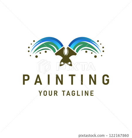 Creative Paint Brush Logo Design Crossed Unique and Colorful Paint Icon Symbol Creative Paint Brush Logo Design Crossed Unique and Colorful Paint Icon Symbol 122167860