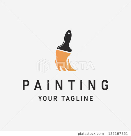 Creative Paint Brush Logo Design Unique and Colorful Paint Icon Symbol 122167861