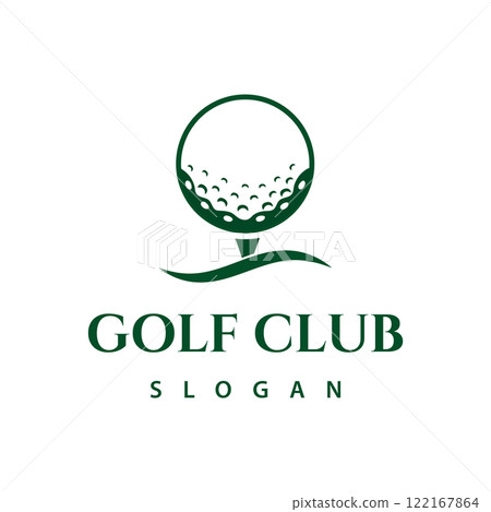 Golf Ball Design, Tee with Simple Wave Symbol. For Golf Clubs Sports Logo 122167864