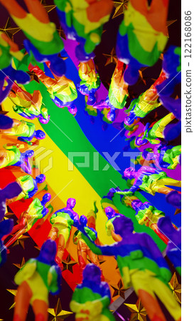 Rainbow Pride Day Flag, 3D illustration Background for advertising and wallpaper in festival  and celebrate scene. 3D rendering in decorative concept. 122168086
