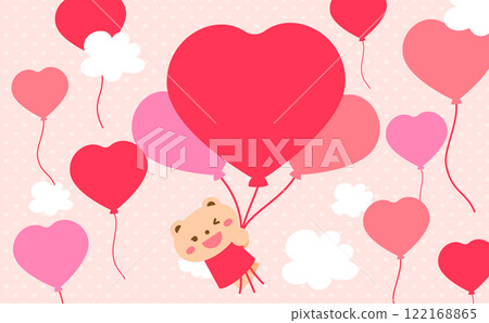 情人節背景有熊/動物心氣球/氣球_情人節活動、母親節等 122168865