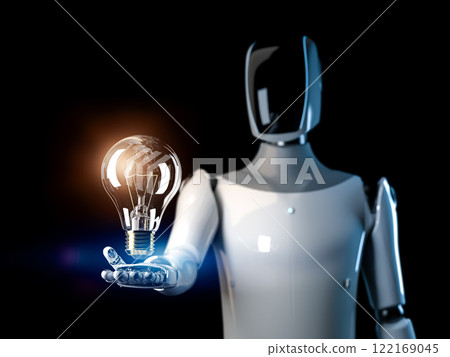 Creativity concept with robot hold lightbulb 122169045
