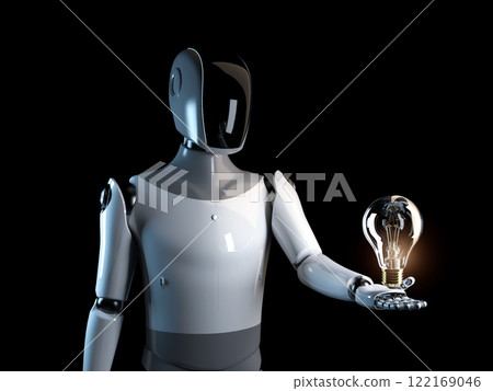 Creativity concept with robot hold lightbulb 122169046
